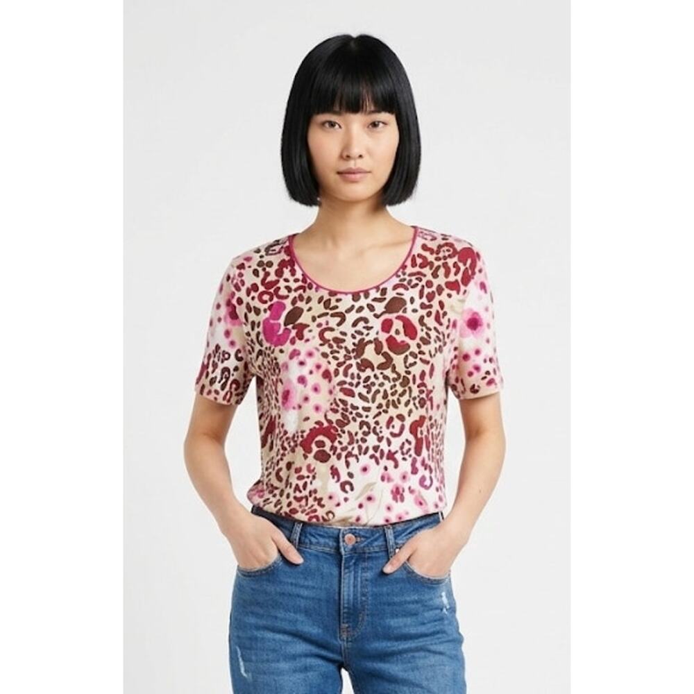 REBECCA MALONE Women's Animal Print Top T-Shirt Summer Plus Size 1X